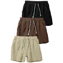 Set Of 3 Premium Linen Shorts For Men - Luxury Beachwear - 銀色 - 查看 1