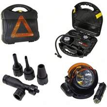 OISE ART STORE Compressore D'aria Safe 12volt Manometro Triangolo Emergenza Auto Moto Portatile - - Multicolore - Visualizzare 2