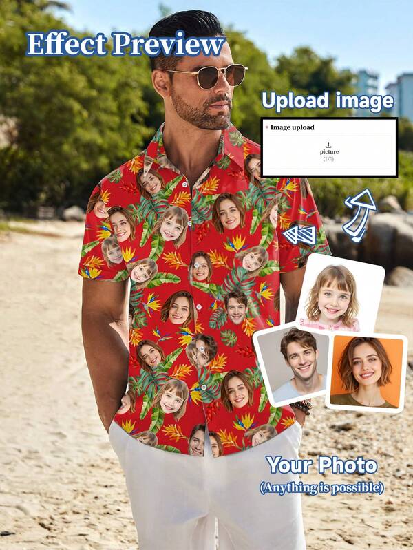 Camisetas personalizadas con retratos de hombre/mujer, miembros de la familia, mascotas, dibujos animados, camisetas temáticas de vacaciones