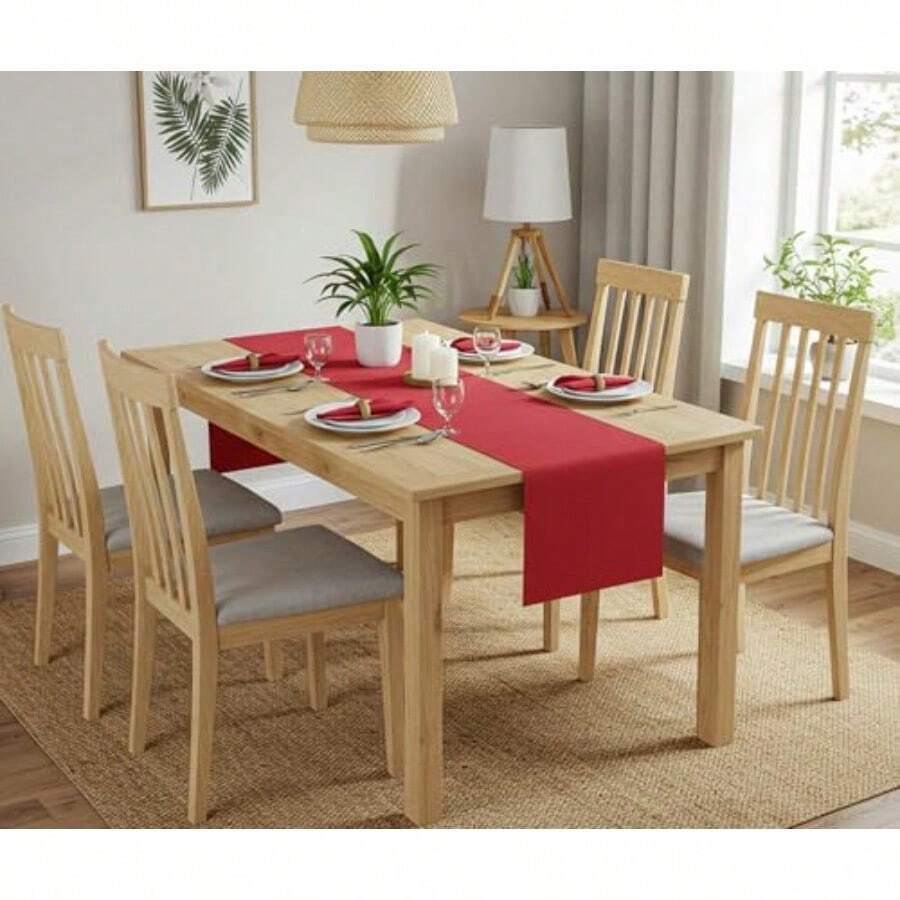 Magna Collection Table Runner - Red Table Runners For Dining Table 33cm X 183cm - 100% Cotton Durable And Wrinkle-Resistant Stitching Ideal For Christmas Party Decoration - Red - View 1