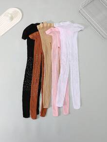 5双装女童镂空水钻渔网袜，薄款，春夏款 - 彩色 - 查看 6