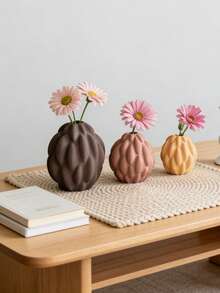 Jarrón de bola Danubio tipo macaron, estilo minimalista nórdico de doble uso para almacenamiento de escritorio y arreglos florales, para tocador, decoración del hogar, decoración de escritorio, almacenamiento de brochas de maquillaje y joyas, decoración de tapicería, arreglos de flores frescas y secas, decoración de inauguración de la casa, regalo del Día de San Valentín - Multicolor - Ver 3