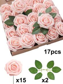 27 قطعة من الزهور الاصطناعية، وردات رغوية بطول 9.05 بوصة مع سيقان وأوراق خضراء، للاستخدام في صنع باقات الزهور، ديكور المركز، ديكور الزفاف، ديكور الحفلات الخارجية، ديكور الغرف/المنزل، ديكور الطاولات، ديكور أعياد الميلاد، ديكور عيد الحب - وردي - مشاهدة 14