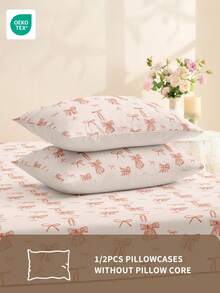 1/2pcs Lightweight Breathable Pillowcase, No Filling, Soft Pillowcase, Envelope Opening, Wrinkle-Resistant, Gentle On Hair And Skin, Improve Sleep Quality, Suitable For Bedroom, Bedding, Super Soft & Breathable, Machine Washable, Cartoon Bow Pattern, Suitable For Living Room And Home Decor, Bedroom Decor, OEKO-TEX Certified - Multicolor - View 10