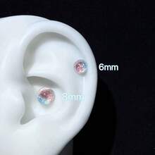 1件装梦幻渐变半圆形耳骨钉，钛钢耳钉，创意优雅女士耳饰 - 彩色的 - 查看 10