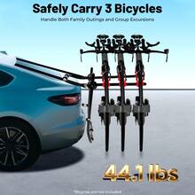SanBouSi 3 Bike Trunk Rack, Foldable Carrier For SUV Sedan Hatchback, 44lbs Capacity With Scratch-Free Padding & License Plate Visibility, Easy To Install & Store - Black, Red - View 7