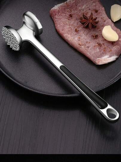 1pc New 304 Stainless Steel Meat Tenderizer, Heavy Duty Non-Slip Kitchen Meat Pounder