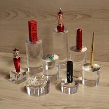 1pc Transparent Acrylic Round Display Stand Perfume Display Rack Modern Display Box Jewelry Cosmetics Bedroom Home Decor Storage Display Rack Mini Doll Display Easy To Clean Space-Saving - Multicolor - View 4