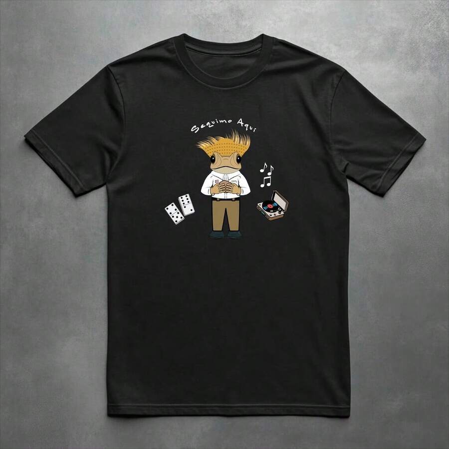 Concho T-Shirt,Puerto Rican Cartoon Graphic Tee - 黑色 - 查看 1