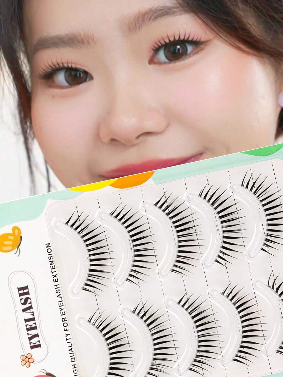 5 pares de pestañas postizas de dibujos animados, fáciles de usar, ahorro de tiempo, amigables con los ojos, con efecto hidratante suave para los ojos - Pestañas mojadas de cómic - Ver 1