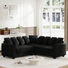 Sofas & Couches - Black + Corduroy + 5 Seat + Foam - View 5