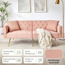 Sofa Bed Mattress - Pink + Velvet - View 7