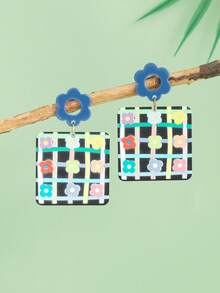 1对时尚可爱的向日葵造型耳环，适合日常穿搭 - 彩色 - 查看 5