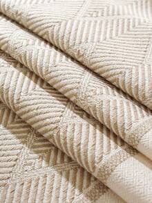 1pc Geometric Pattern Jacquard Waterproof Tablecloth, Polyester Fabric, Rectangular Or Square, Suitable For Living Room, Dining Room, Party, Home Decor, Room Decor, Tabletop Decor And Holiday Gift, Multiple Sizes Available, Machine Washable - Beige - View 11
