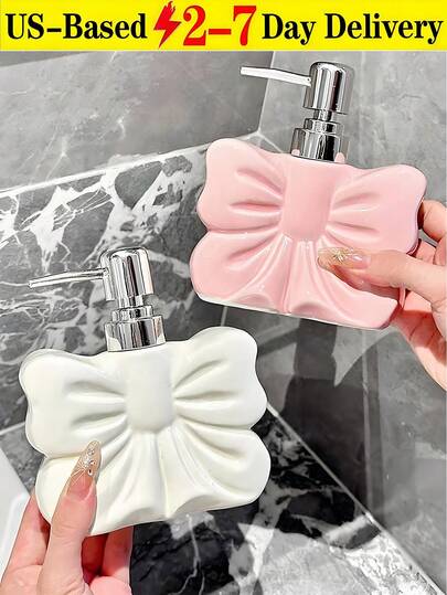 [Delivery Within 2-7 Days In The United States]1-Piece Set, Pink Bow Hand Soap Refill Bottle Features A 3D Bow Design With A Ceramic Body And Metal Pump Head. Ideal For Bathrooms And Kitchens, This Press-Pump Bottle Makes A Charming Holiday Gift For Girls. Its Soft, Pale Pink Hue Paired With A Glossy Metal Pump Head Creates A Sweet Aesthetic Perfect For Girly And -Inspired Home Decor. Features A Three-Dimensional Bow Design With A Full, Refined Silhouette. The Press Pump Dispenses Smoothly. Crafted With A Delicate Ceramic Bottle And Durable Metal Pump Head, It Offers Excellent Sealing, Leak-Proof Performance, Easy Cleaning, And Odor Resistance. Ideal For Refilling Hand Soap In Bathrooms, Storing Dish Soap In Kitchens, Or Displaying Hand Cream On Vanities. Meets Refill And Storage Needs While Enhancing The Aesthetic Appeal Of Your Wash Area.