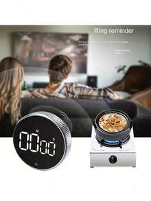 Multifunctional Round Timer, Forward And Backward Countdown. Battery Powered (3 X AAA Batteries), Large LED Display, Timing Function, 3 Adjustable Silent Modes, Bi-Directional Rotation, Magnetic Design For Easy Placement, Versatile For Cooking, Baking, Classroom, Study And Sports - Black - View 8