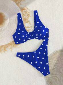 Bộ bikini hai mảnh họa tiết hoa thanh lịch dành cho nữ, kiểu dáng dây xoắn, thích hợp cho tiệc bãi biển. - Nhiều màu - Xem 1