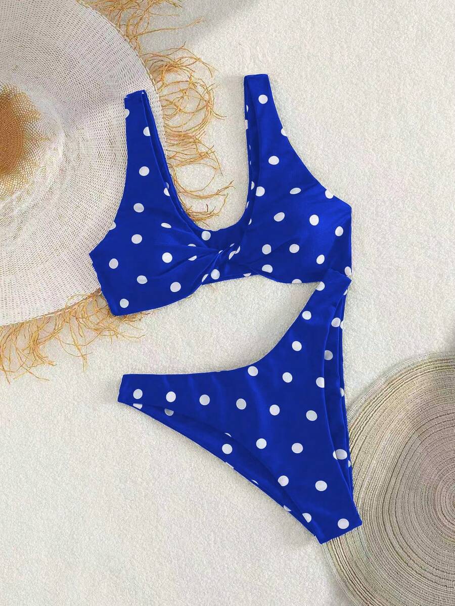 Bộ bikini hai mảnh họa tiết hoa thanh lịch dành cho nữ, kiểu dáng dây xoắn, thích hợp cho tiệc bãi biển. - Nhiều màu - Xem 1