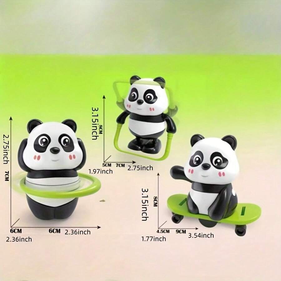 1 pieza Juguete oscilante impulsado por el viento, adorno divertido y novedoso, regalo de figura adorable de panda, hecho de resina animal adorable. Incluye disfraz de panda, cuerda de saltar, movimientos de caminar, andar en monopatín y girar.
