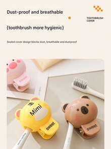 1pc Cute Animal Pattern Toothbrush Head Protector, Toothbrush Holder, Electric Toothbrush Dust Cover, Toothbrush Clip, Dust Cover - Multicolor - View 4