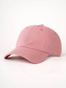 1 pieza Gorra de béisbol en blanco de tela suave, gorra casual ajustable con protección solar para exteriores, adecuada para viajes de primavera/otoño, vacaciones en la playa, estilo unisex Y2K de unicolor y simple para uso diario - rosa oscuro - Ver 2