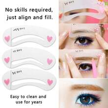 3片/12片/18片装多形状眉形模板，眉妆塑形模板，单线眉，直眉，欧美眉型，眉妆工具，眉形模板套装 - 彩色 - 查看 3