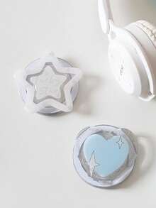 1pc INSL Blue Heart & Star Acrylic Resin Droplets Phone Stand, Foldable Portable Air Cushion Magnetic Phone Holder - Multicolor - View 1