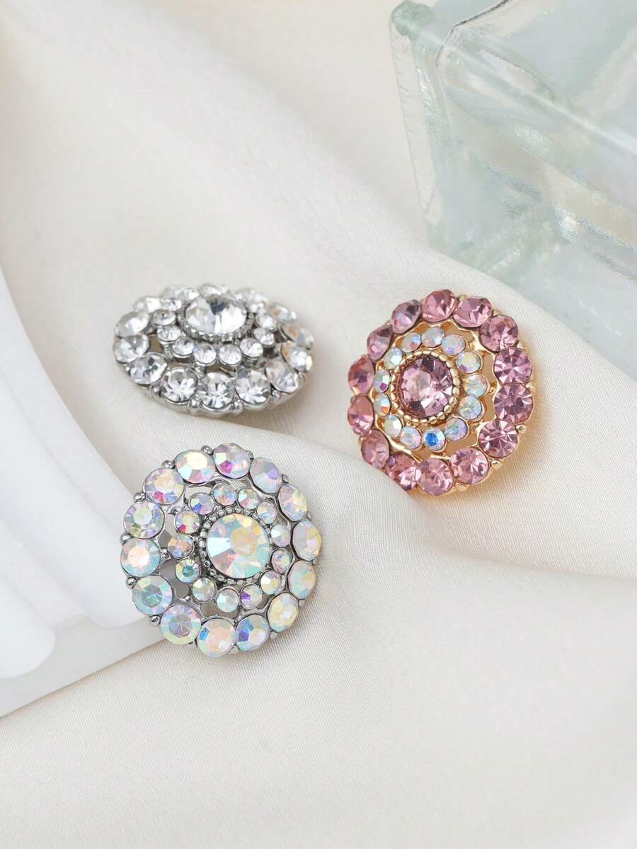 Bộ 4 nút kim loại đính đá rỗng nhiều lớp, thích hợp để trang trí áo khoác, áo len, vest, đồng phục, giày dép tự làm, mũ, hộp, trang sức, phụ kiện may vá. - nhiều màu - Xem 1