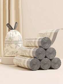 1pc Tear-Resistant Garbage Bag With Drawstring, Thick Plastic Trash Bag With Self-Sealing, Suitable For Kitchen, Living Room, Bathroom, Multi-Purpose Waste Bag - Multicolor - View 1