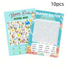 5pcs/10pcs/20pcs Easter Party Game Set Cards - Paper Double-Sided Single-Word Search And Picture Search Events - Multicolor - View 8