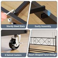 Daybed With Trundle, Trundle Bed Twin With Heart-Shaped Headboard, Sturdy Metal Day Bed With Steel Slat Support, Twin Daybed For Living Room, Bedroom And Guest Room, Easy Assembly,Black - 黑色 - 查看 3