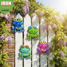 Decoração de Parede Externa Vibrante de Metal em Formato de Sapo, Escultura Externa Resistente à Ferrugem de 6 Polegadas com Ganchos Sem Ferramentas para Jardim Externo, Pátio, Cerca e Varanda - Presente Perfeito para Inauguração da Casa, Dia das Mães, Família e Amigos - Estilo A - Visão 11
