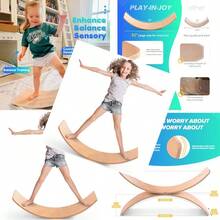 Balance Board [Natural Wood] Wobble Board For Toddlers Open Ended Montessori Waldorf Learning Toy Gifts For 3 4 5 6 7 8 Year Old Boys Girls Birthday And Christmas Stocking StuffersFull Of Fun - NaturalWood - View 1