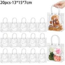 20个大号透明礼品袋，带提手，加厚可重复使用透明PVC礼品袋，适用于派对、婚礼回礼、购物、情人节、婚礼、鲜花、母亲节、礼物、新娘送礼会、毕业典礼等场合。 - 彩色 - 查看 8