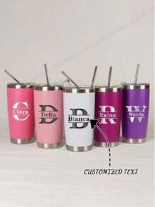 1pc Personalized Stainless Steel Cup, Customized Bridesmaid Cup, Bachelorette Party, Wedding Party Water Cup Gift, Customized Bride Cup, Graduation Gift, Ideal Gift, Personalized Name Travel Mug, Laser Engraved Stainless Steel Cup, Stainless Steel Water Bottle, Bridesmaid Stainless Steel Cup, Insulated Stainless Steel Cup, Birthday, Valentine's Day, Christmas, Thanksgiving, Wedding, Engagement Anniversary, All Seasons - Multicolor - View 6