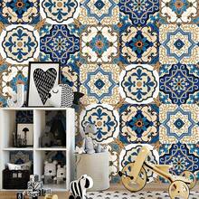 1 Roll Of Bohemian Moroccan Blue Tile Peeling And Pasting Wallpaper Waterproof Brown/Blue Contact Paper Modern Vinyl Self-Adhesive Wallpaper Detachable Bathroom Kitchen Tailgate - Blue - View 6