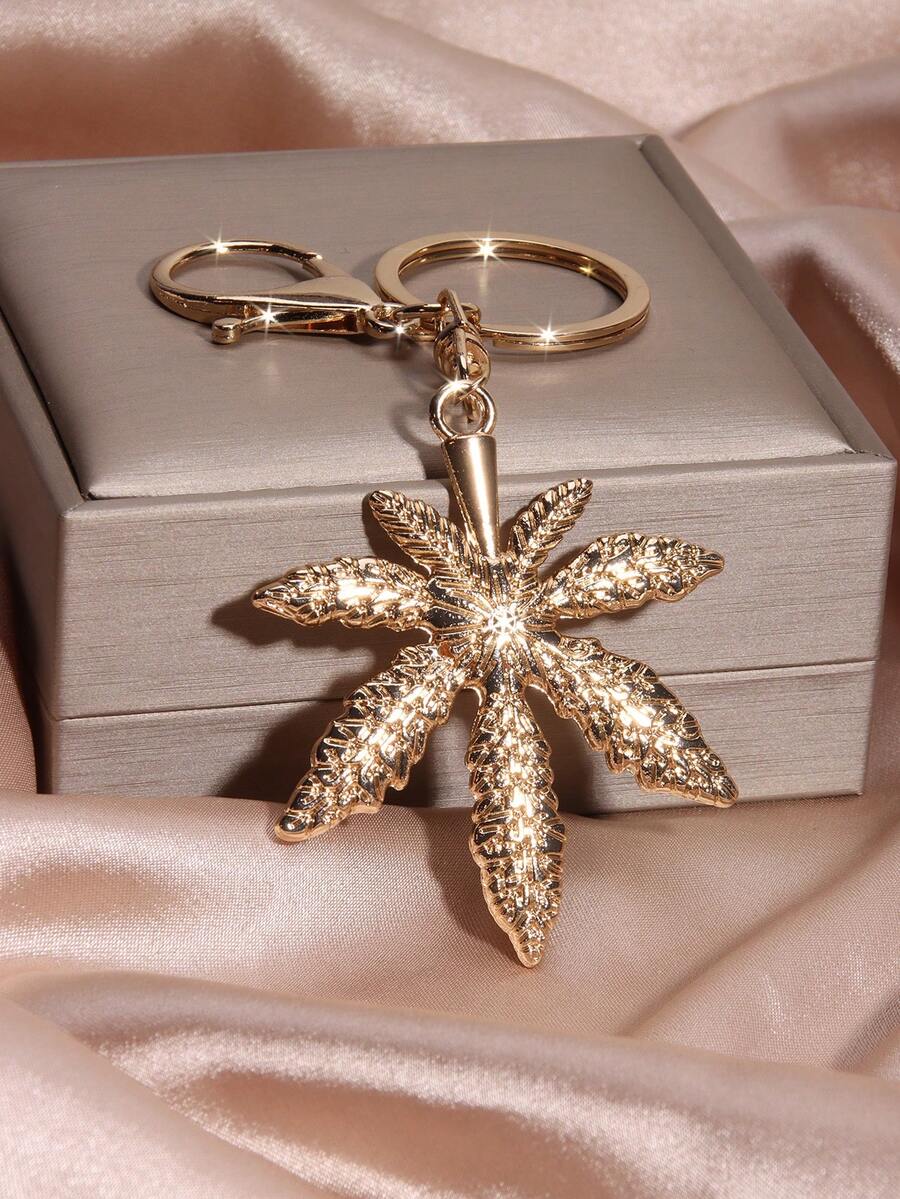 1 chiếc móc khóa kim loại hình lá phong, phụ kiện trang trí túi xách dễ thương, quà tặng xuyên biên giới sáng tạo dành cho nam và nữ, phù hợp cho mọi mùa. - Vàng - Xem 1