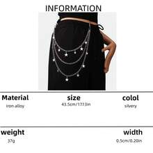 1pc Fashion Unique Punk Style Silver Rivet Cross Star Multi-Layer Pant Chain, Men's Casual Daily Party Outfit Accessory - Silver - View 11