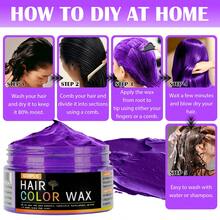 GOIPLE One-Time Hair Dye Wax, Long-Lasting Temporary Hair Dye Wax, DIY Hair Dye Cream, Easy To Wash, Hair Dye Mud, Suitable For Skin, Hair, Beard, Daily, Party, Cosplay, Halloween, Unisex (Black/White/Purple/Purple Pink/Orange/Blue/Purple/Red/Yellow/Dark Gray/Green) - 彩色 - 查看 10