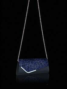 Luxury Sequin Evening Bag, Sparkling Women's Clutch Envelope Bag, Paired With Sparkling Rhinestone Pendant Necklace, Earrings, And Bracelet, Suitable For Parties, Dinners, Gatherings, And Proms - Navy Blue - View 7