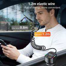 Black Cell Phones Car Charger 1 Multi-Functional Charger Equipped With Two Charging Cables Digital Ambient Light Vehicle Charger Fast Charging Portable Charger 1 USB Interface 2 Type-C Interfaces 1 Type-C Connector Quickly Charging Smart Phones Tablets And Portable Power Banks Valentine's Day Gift - one-size - View 8