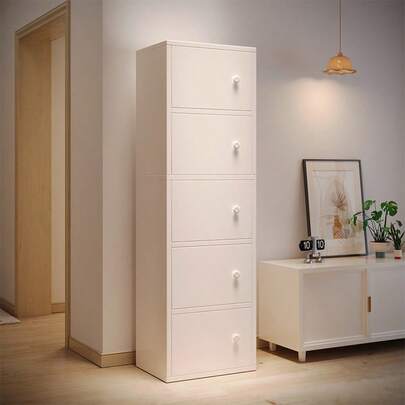 Estante vertical con 5 cajones, estilo minimalista, fácilmente organiza pequeños objetos
