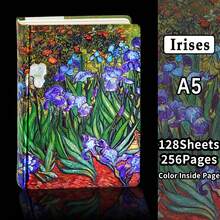 1本，256页，复古硬皮笔记本 - 梵高艺术，彩色内页，烫金激光压纹，计划本，DIY剪贴簿，便携式日记本，旅行日志，学校办公用品，完美礼物 - 單件 - 查看 14
