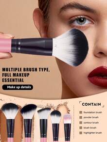 18PCS Makeup Tools Set Including:15PCS Makeup Brush Set+3PCS Makeup Sponges - Multicolor - View 6