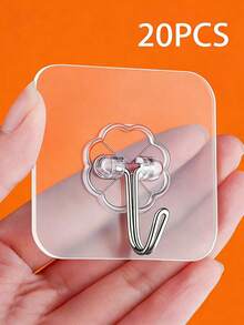 15/25/30/50Pcs Adhesive Heavy Duty Wall Hooks Transparent Reusable Seamless Nail Free Hooks Waterproof And Oilproof,Bathroom Storage,Living Room Accessories,Room Decor,Hooks For Wall,Wall Hanging,Bathroom Kitchen Utility Towel Mug Cups Spatula Can Opener Scissors Hooks - Multicolor - View 8
