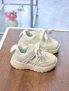 1 Pair White Spring New Children Sports Shoes, Fashion Boys Casual Shoes, Hook And Loop Student Girls Running Shoes - White - View 4