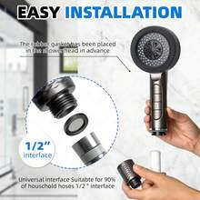 Handheld Shower Head With Filter - High Pressure Shower Head With 4 Spray Modes, Softens Hard Water Shower Head With Hose, Bracket And Filter To Remove Chlorine And Heavy Metals Bathroom Accessory - Multicolor - View 5