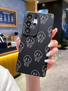 1个不对称笑脸图案哑光黑TPU防震手机壳，创意设计，送给男友/女友的礼物，兼容三星、OPPO、vivo和其他安卓手机 - 彩色 - 查看 8