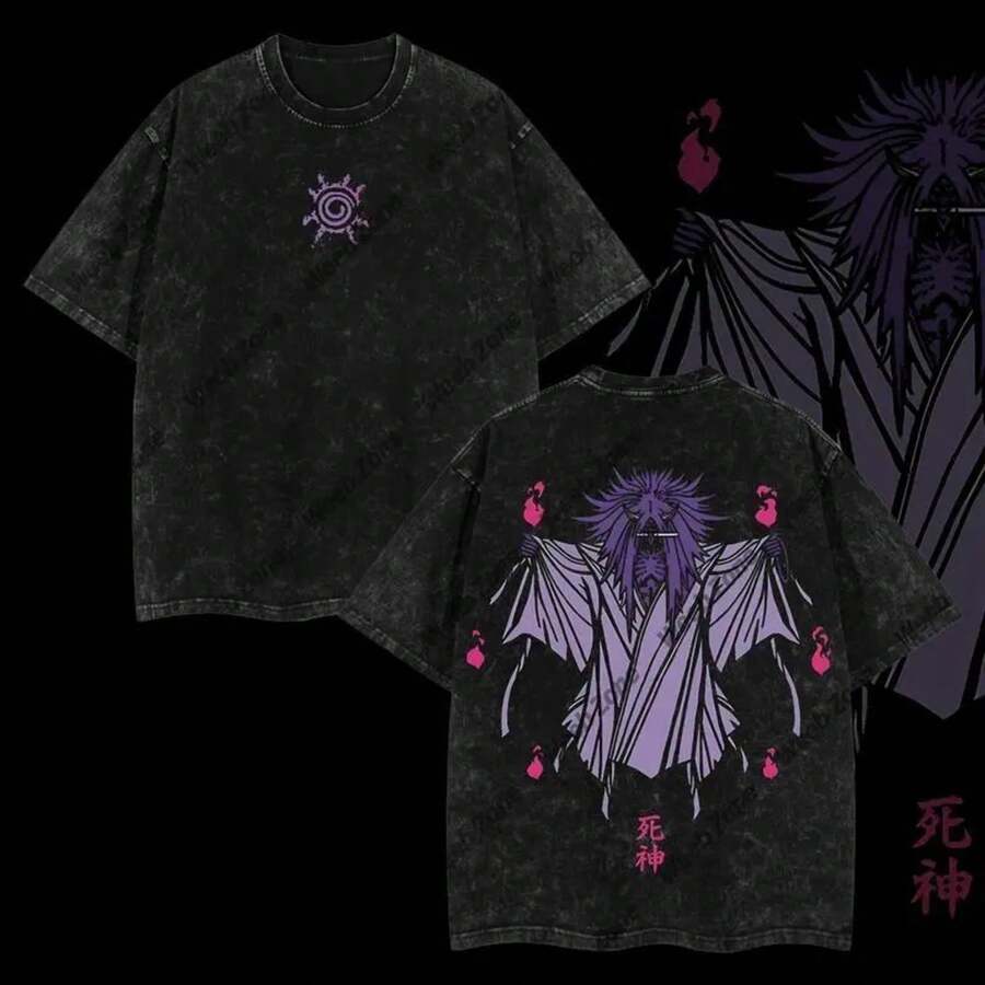 Shiki Fujin Vintage Unisex Oversize Anime Washed Heavyweight Cotton T-Shirt, Graphic Tee,Anime Lover ,Anime Merch Fan, Outfits Men,Boys Merch - màu đen - Xem 1