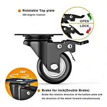 Ruedas Giratorias Hl-144 6.2cm Con Freno X12 Unid. - A - Ver 6